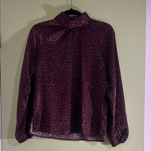 Michael Kors Red and Black Animal Print Blouse